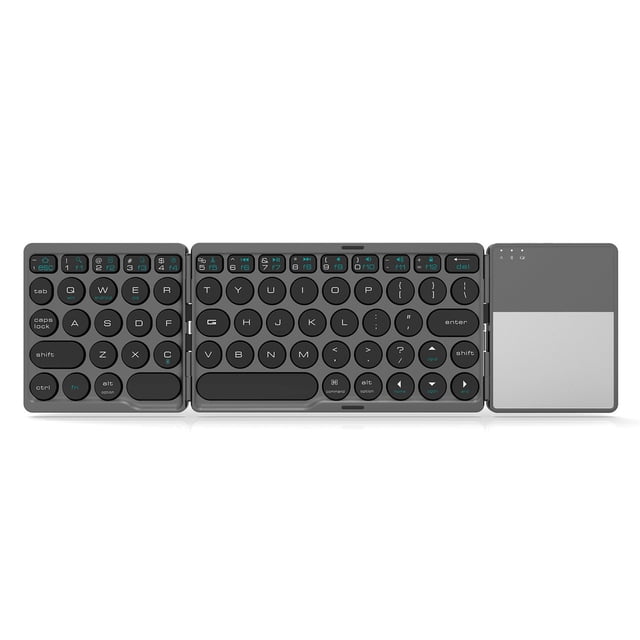 Clavier Bluetooth Sans Fil Portable Clavier Bluetooth Pliable avec Pavé Tactile Batterie au Lithium Intégrée pour Windows/Android/iOS Gris