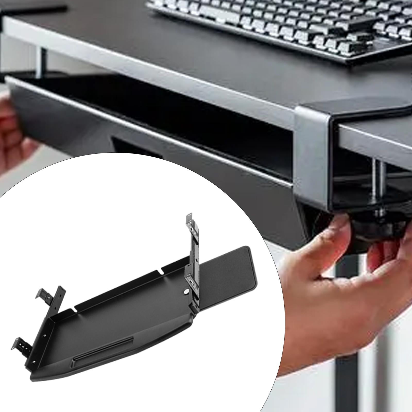 TISHITA Keyboard Tray under Desk Sliding Keyboard Drawer Silent Slide Rail for Typing Computer Drawer Keyboard Shelf for Workstations Black w Mouse Board