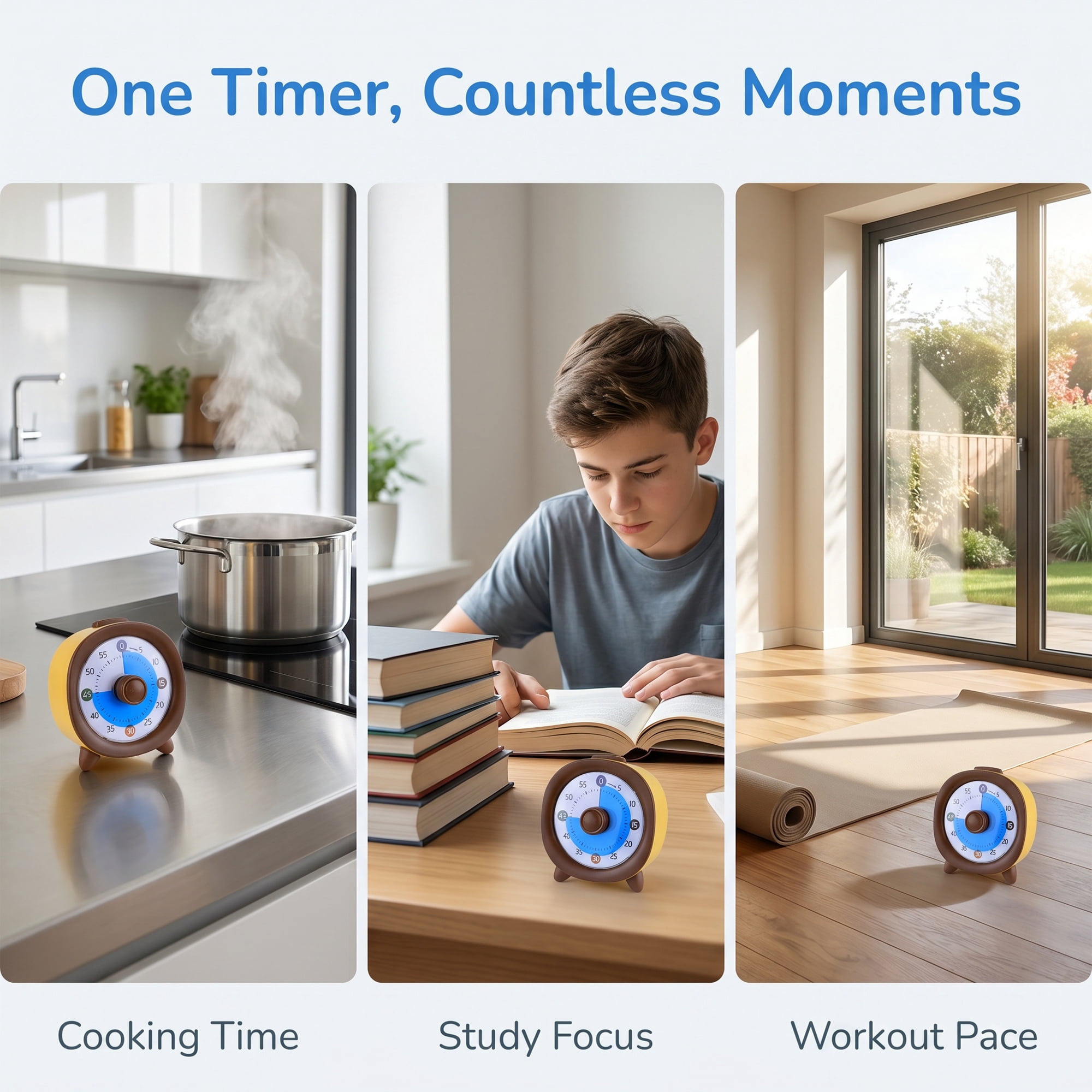 Unique Bargains 60 Minute Kitchen Digital Visual Timer for Studying Brown