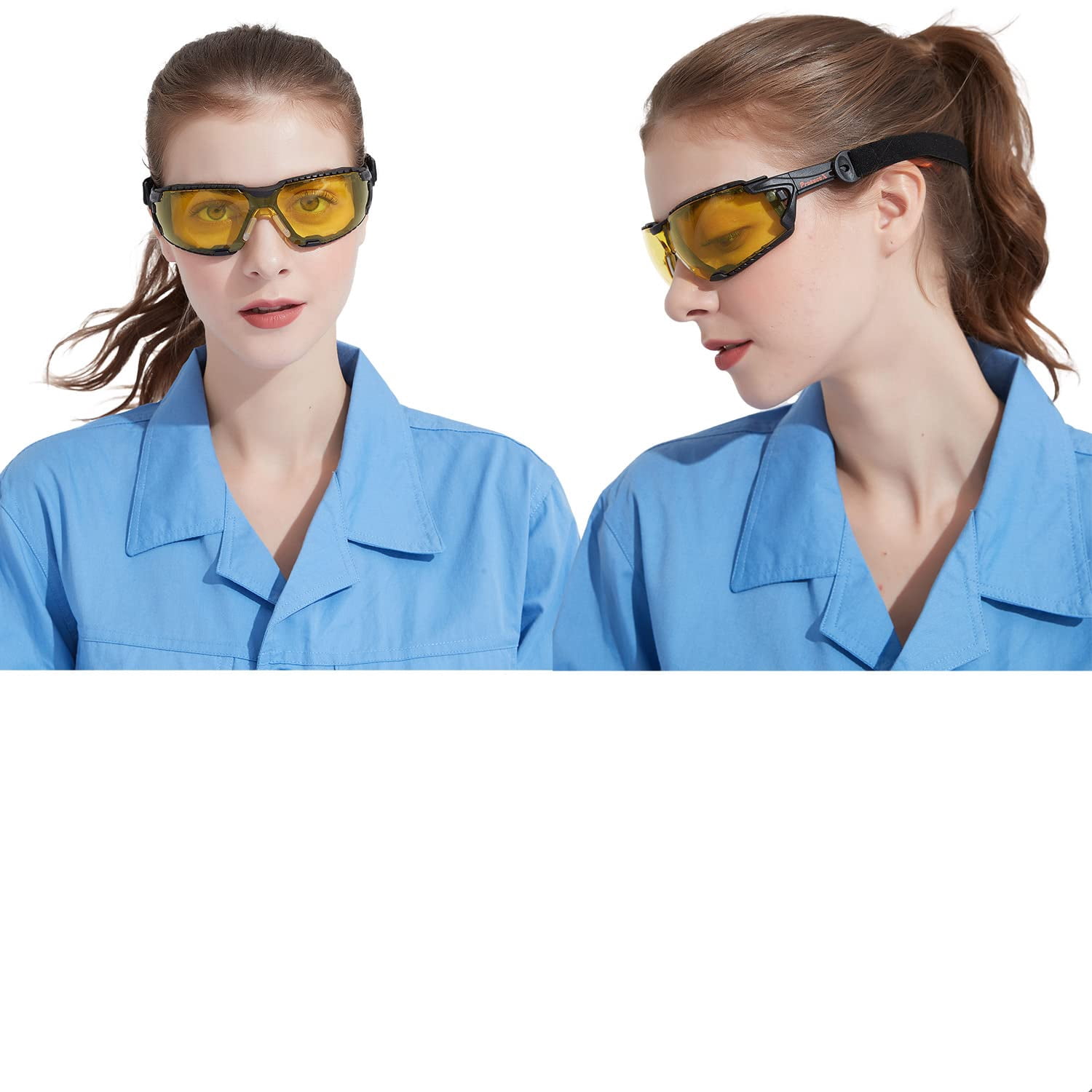 ProtectX Safety Glasses Foam Lens Wrap w Strap, Scratch Resistant Anti Fog Polycarbonate Lenses ANSI Z87.1 with UV Protection