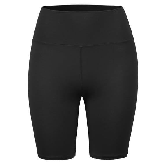 A2Y Women's High Waist Bike Cotton Capri Leggings Shorts Black S