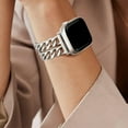 thumbnail image 2 of Dwitch iWatch Bands for Women Compatible with Apple Watch Band 38mm 40mm 41mm Adjustable Metal Band Cowboy Steel Chain Bracelet for iWatch Series 9/8/7/6/5/4/3/2/1/SE,Starlight, 2 of 8