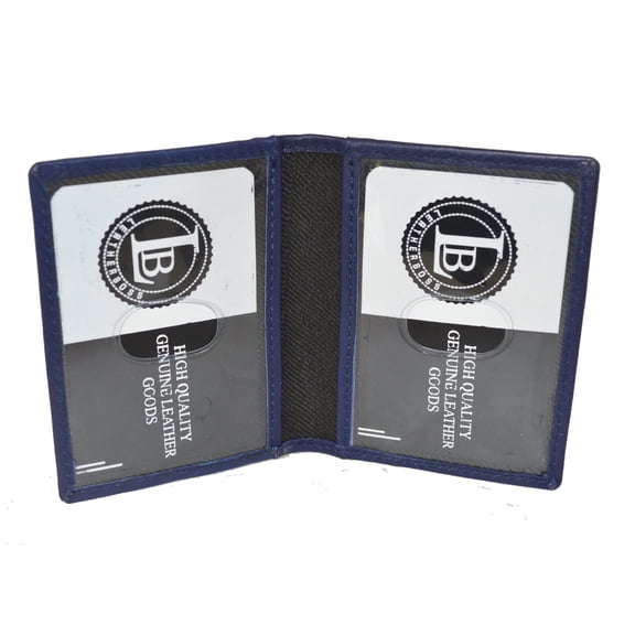 Leatherboss Leather Credit Card Double ID Window Mini Slim Bifold Wallet