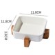 thumbnail image 2 of silver Cuenco de cerámica para perros y gatos con soporte de madera, bonito cuenco de agua para perros y gatos, 2 of 5