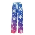 thumbnail image 6 of Fabrcox Christmas Home Pajamas Bottoms for Men Christmas Snowflake Printed Drawstring Pj Pants with Pockets Casual Elastic Waist Straight Leg Lounge Bottoms, Blue 2XL, 6 of 6