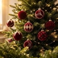 thumbnail image 2 of Flocked Christmas Ball Ornaments Set of 12, Textured Xmas Tree Baubles, Hanging Holiday Decorations for Tree Wreath Home Party Decor - Wine, 2 of 7