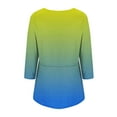 thumbnail image 5 of ZQGJB Fall Tops for Womens Trendy Tie Dye Gradient Ruffle Hem Baggy Pullover T Shirts Cute V Neck 3/4 Sleeve Blouses Loose Fit Ombre Tunic Tees Green L, 5 of 6