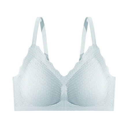 

Sksloeg Bra for Women Push Up Wireless Bra Seamless T Shirt Ribbed Print Bras No Underwire Plunge Everyday Bra Light Gray X-Large