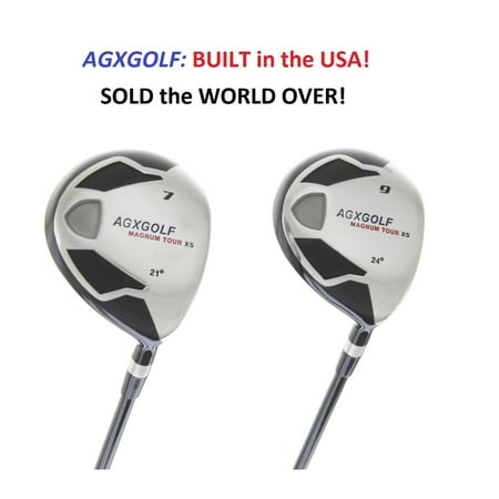 AGXGOLF Men's MAGNUM 7 + 9 Fairway Utility Woods Set: Graphite Shafts + Head Covers Left Hand, Senior Flex, 2X-Tall Length (Best Senior Flex Golf Shafts)