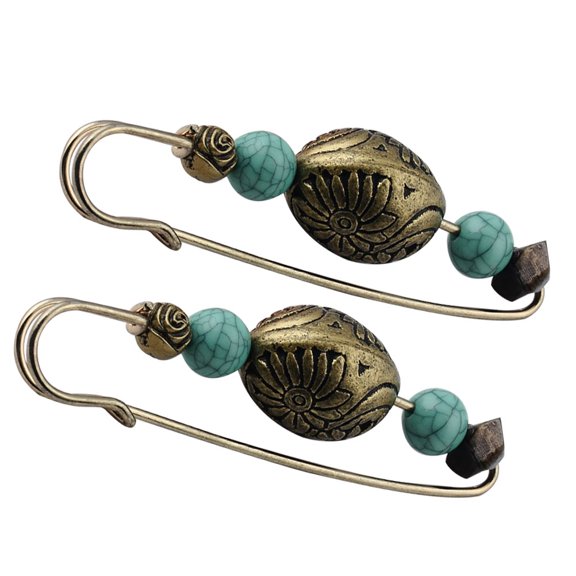 OATIPHO 2Pcs Vintage Brooch Pin Clips Multicolor Shawl Collar Cardigan Accessories