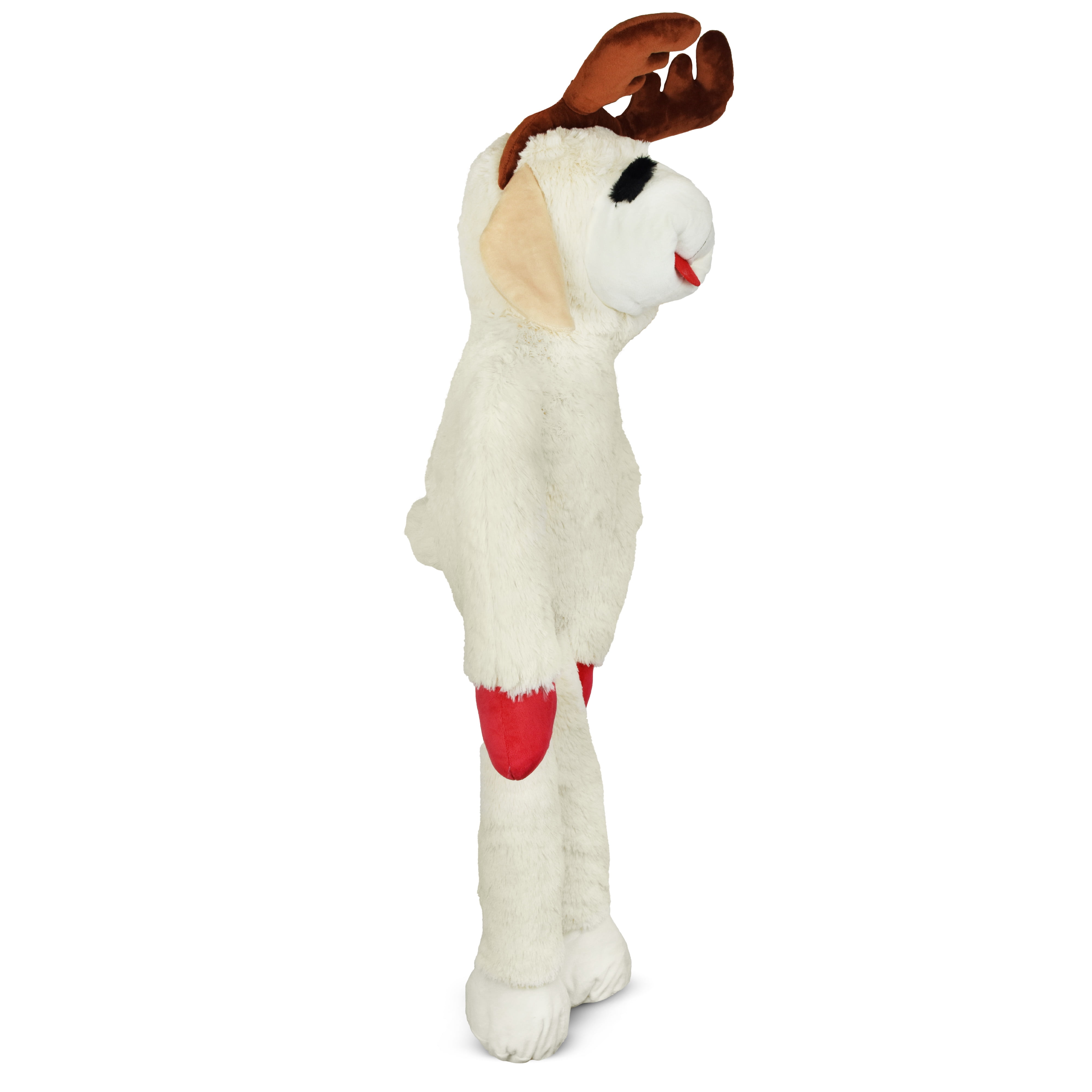 Multipet Plush Super Sized Holiday Lamb Chop Dog Toy, Reindeer with Antlers, 3Ft Tall, Limited Edition
