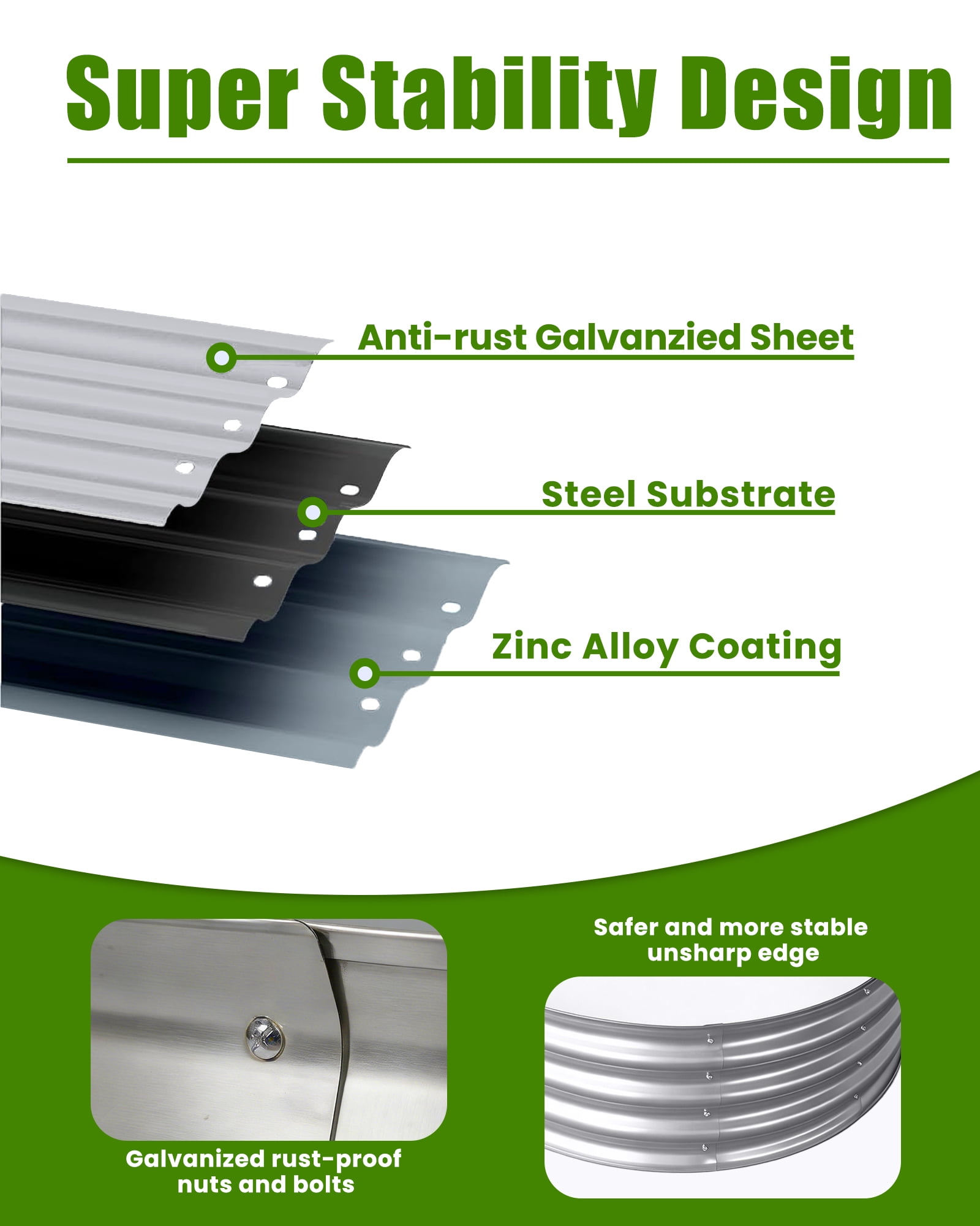 Bloyapix 6x3x1ft 1Pcs Galvanized Raised Garden Bed Outdoor, Oval Galvanized Planter Boxes, Metal Patio Planting Bed Kit for Vegetables Flowers, Silver