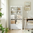 thumbnail image 4 of HOBLOC 5 Tier Bookshelf Bookcase with Cabinet Doors, 63 in Tall Wooden Bookshelves, Display Storage Shelves, Floor Standing Book Shelf Furniture for Home Office, Living Room, Bedroom, White, 4 of 6