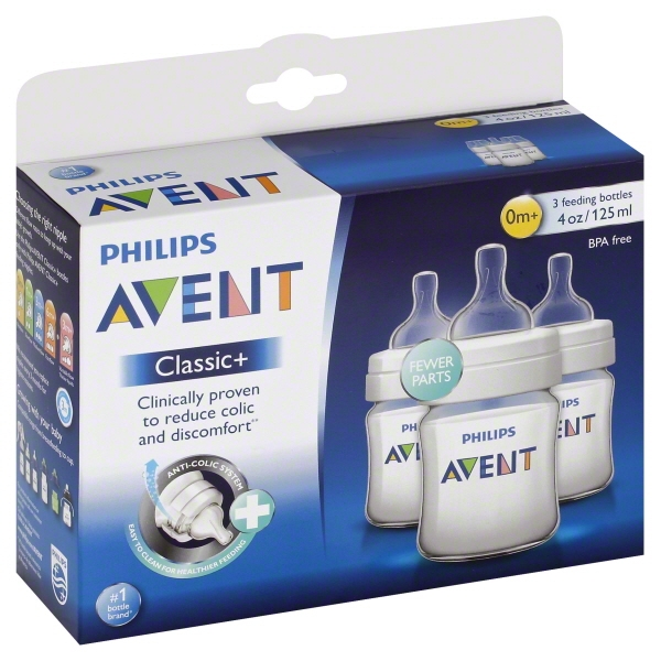 Philips Avent 4 Oz. BPA Free Classic Baby Bottles, 3 Pack