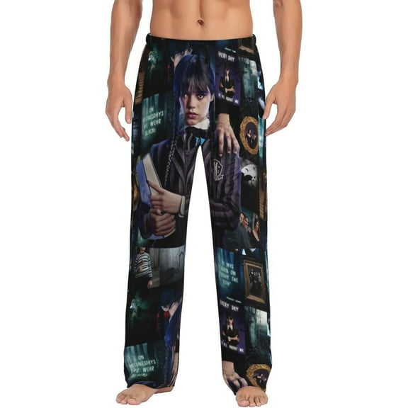 Wednesday Pajama Pants Drawstring Elastic Waistband Loungewear Cool Print Sleep PJ Pants for Men Women X-Large