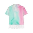 thumbnail image 4 of Uxgjfwu Girls Short Sleeve T-Shirt Crewneck Layered Print Short Sleeve Cute Blouse Lace Tee Top Summer Clothes, Sizes 3-14, 4 of 4