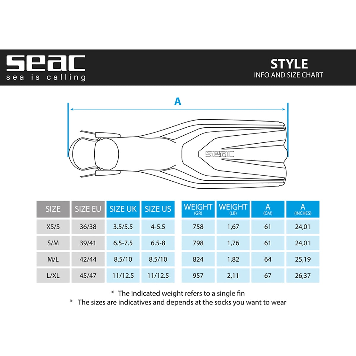 Seac Pinne Style Open Heel Fins