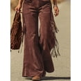 thumbnail image 3 of ZOELNIC Women's Vintage Western Jumpsuit with Fringe & Wide Leg, Slim Fit Button Down Overall with Pocket, M, 3 of 7