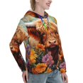 thumbnail image 6 of Cauagu Countryside Colorful Floral Cow for Women's Hooded Sweatshirts Pullover Hoodie for Women Fall Workout Sweat Long Sleeve Preppy Sweatshirts-Small, 6 of 7