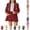 001-Brick Red, variant on VOUZZA Girls Clothing Set Single Long Sleeve Blazer and Shorts 2-Piece Elegant Suit 3-14Y