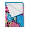 thumbnail image 2 of Vintage Soft Flannel Fleece Blanket, Vector Background with Ice Cream Illustration Food Sweets Yummy Design Print, Cozy Plush for Indoor and Outdoor Use, 50" x 70", Blue and Hot Pink, by Ambesonne, 2 of 5
