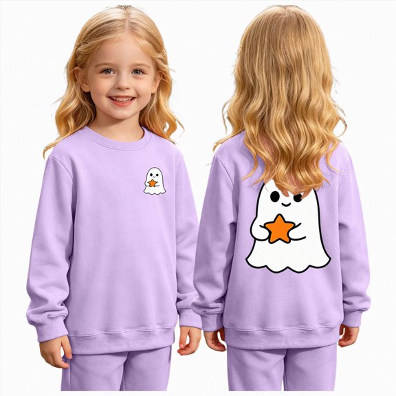 Xyant Halloween Shirts Toddler Boy Girl Pumpkin/Ghost Long Sleeve T Shirts Kids Graphic Clothes Tee Tops,Size 2-14 Years