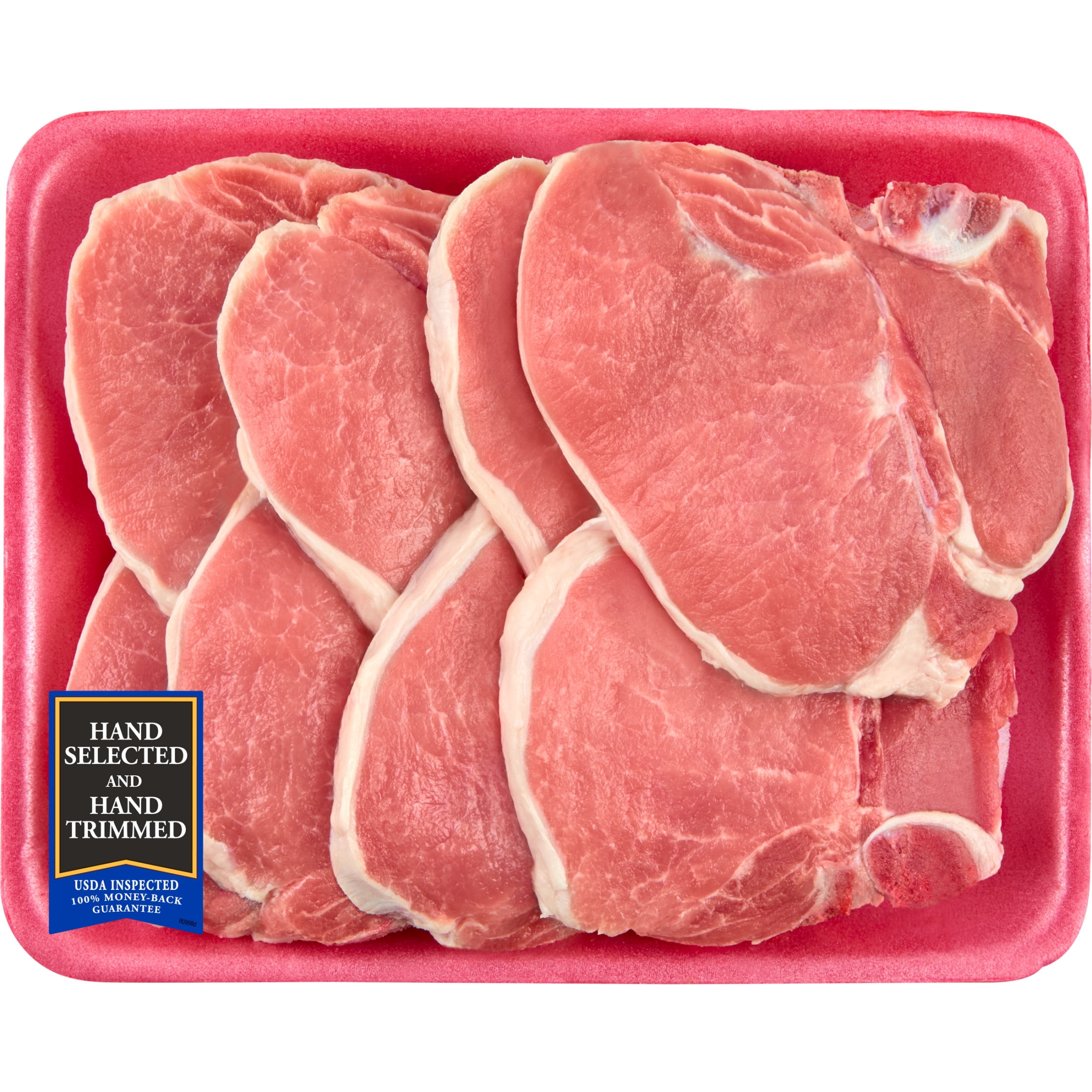 Pork Center Cut Loin Chops, Thin, Bone-In, 8 count, 2.3 - 4 lb Tray