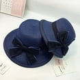 thumbnail image 2 of DOPI Stylish Hats Summer Parent-child Women Baby Kids Girl Beach Bow Straw Flat Brim Sun Hat Cap, 2 of 5