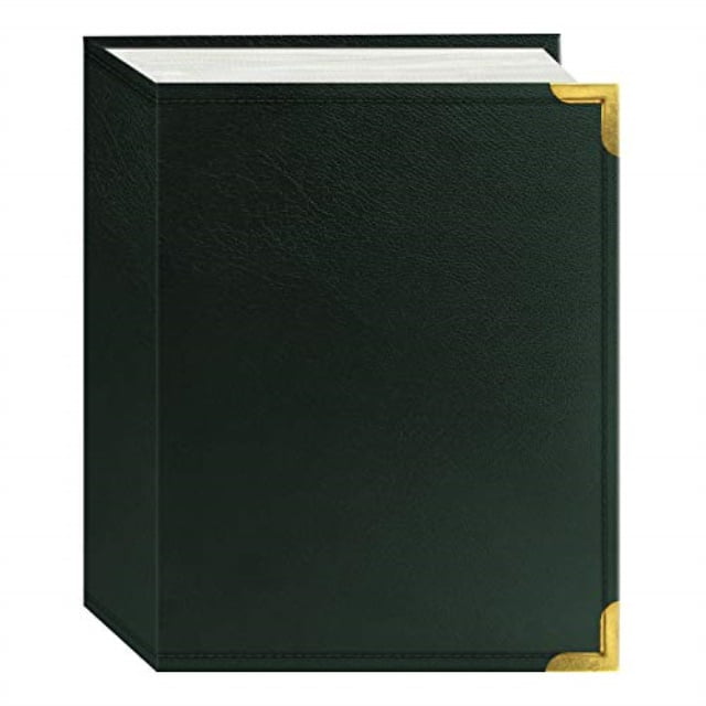 Pioneer Photo Albums 100 Pocket Green Sewn Leatherette Cover with Brass Corner Accents Photo Album 4 by 6-Inch
