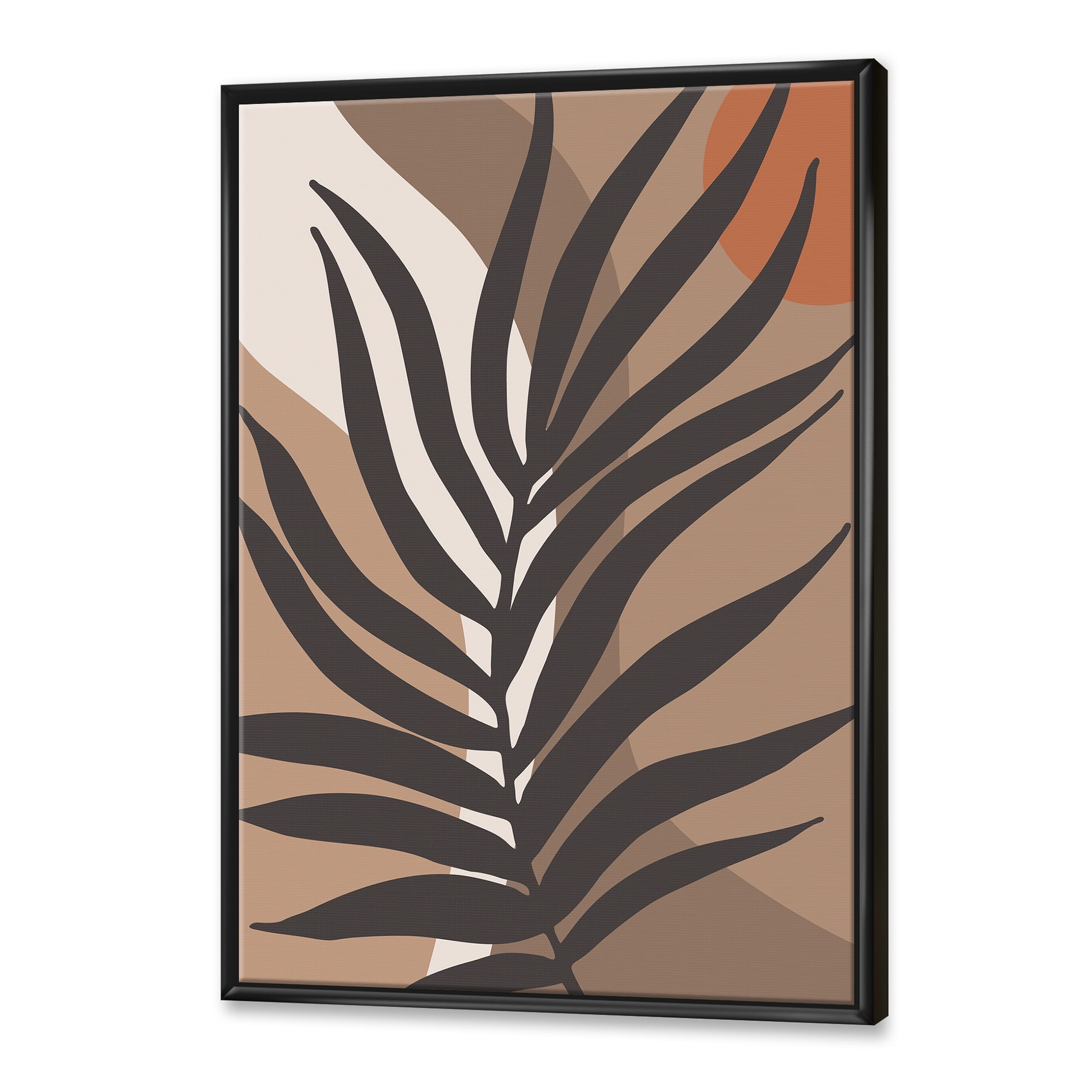 Designart 'Shapes and Tropical Leaf Silhouettes II' Modern Framed Canvas Wall Art Print