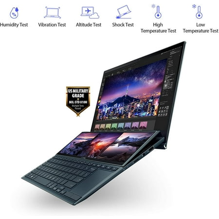 ASUS - ZenBook Duo 14" Touch-Screen Laptop - Intel Core i7 - 8GB Memory - 512GB SSD - Celestial Blue