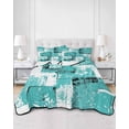 thumbnail image 2 of Quilts Twin-XL Size Bedding Set, Turquoise Pink Lightweight Quilted Comforter, Modern Abstract Art Botanical Soft Reversible Bedspread Coverlet with Pillow Covers for All Season, 68" x 98", 2 of 7