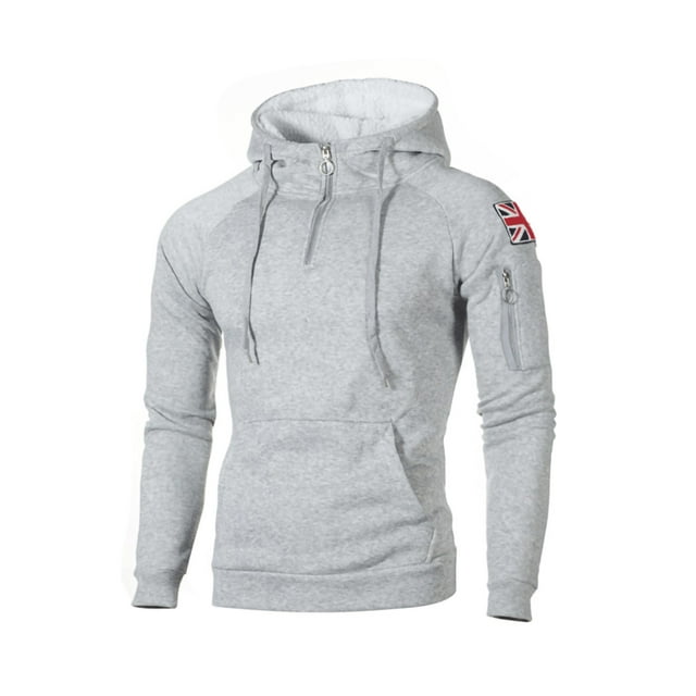 Fashnice Chandails en Molleton pour Hommes Sweat à Capuche à Cordon Manches Longues Coupe Régulière Sport Gris Clair m