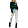 thumbnail image 4 of QAFOPEH Women Christmas Tree Sequin Printed Crew Neck Long Sleeve Knitted Sweater, 4 of 7