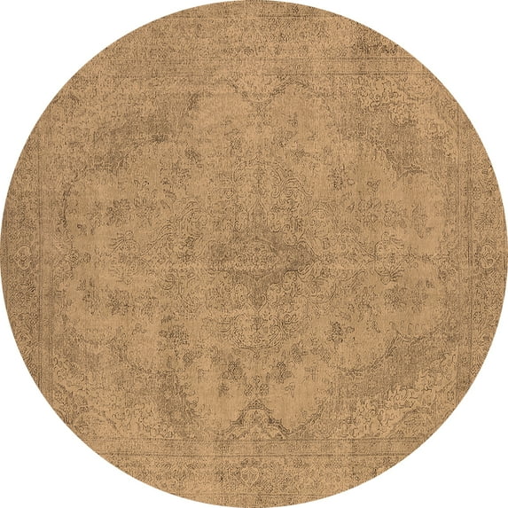 Ahgly Company Indoor Round Oriental Brown Industrial Area Rugs, 6' Round