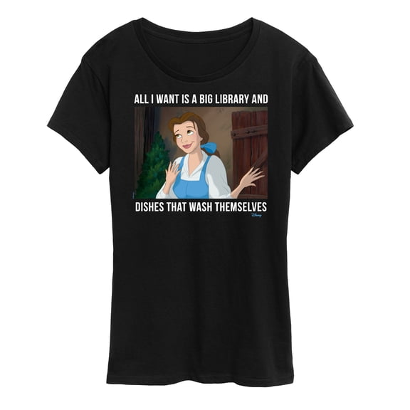 Disney - Belle All Want Library Women's Short Sleeve Graphic T-Shirt