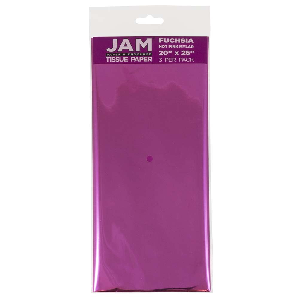 JAM Paper Gift Tissue Paper, Fuchsia Pink Mylar, 3 Sheets/Pack