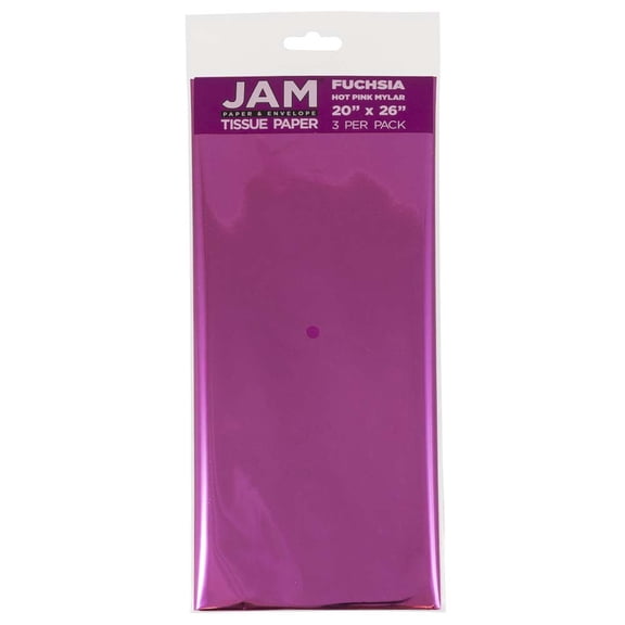 JAM Paper Gift Tissue Paper, Fuchsia Pink Mylar, 3 Sheets/Pack