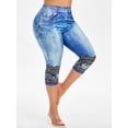 thumbnail image 1 of Talla grande 3D Lace Denim Print Getgings Rosegal Leggings de talla grande, 1 of 5