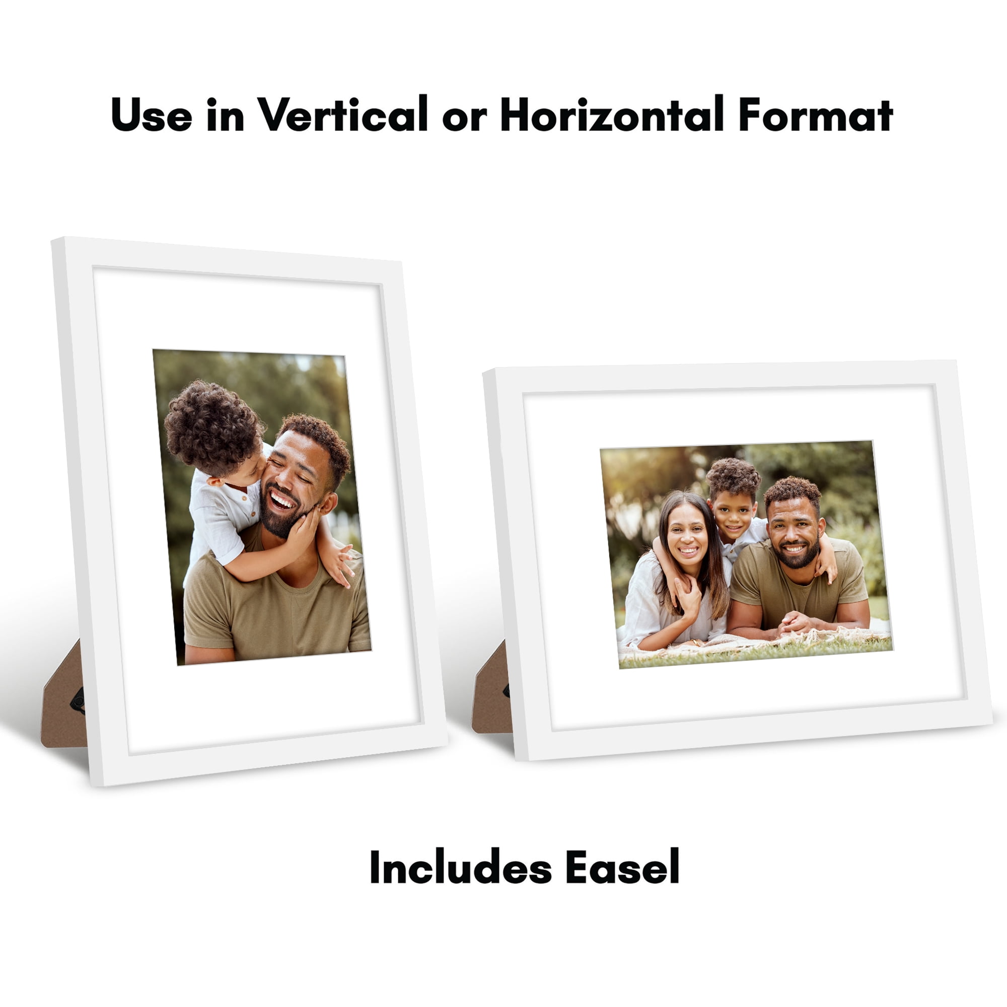 Americanflat 9x12 Picture Frame with Shatter-Resistant Glass with 6x8 Mat Display Photo Signature - White