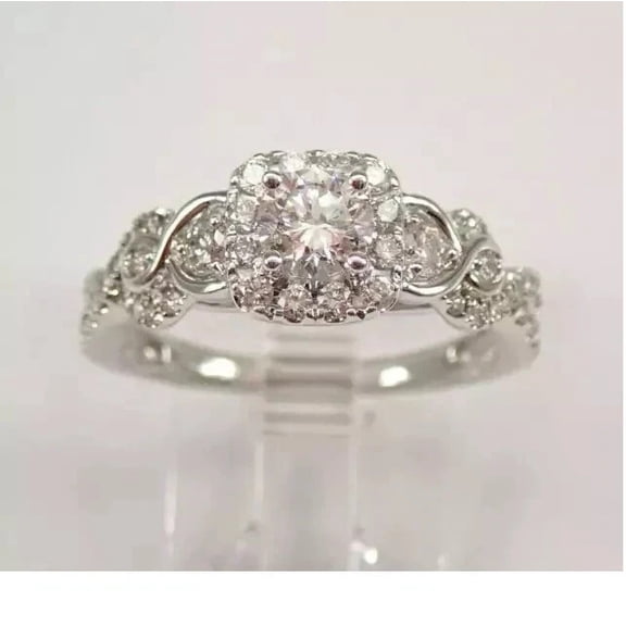 2Ct Round Cut Lab-Created Diamond Cluster Engagement Ring 14k White Gold Finish