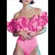 thumbnail image 2 of Traje de Baño de una Pieza para Mujer, Falda Cruzada, Pareo, Bikini con Estampado Floral Retro. Traje de Baño Rosa M, 2 of 8