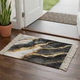 thumbnail image 2 of Area Rug with Tassels 2' x 3', Grey Marble Gold Foil Kitchen Runner Rug for Hallway Bedroom Throw Rugs, Abstract Geometric Stripes Soft Door Mat for Bathroom Entrance Living Room, 2 of 9