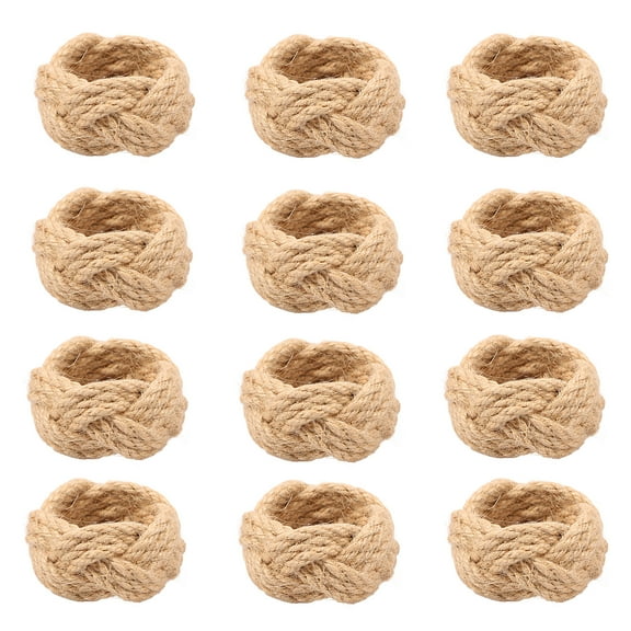 FKSZLL 12 Pcs Rustic Napkin Rings Bulk Set Burlap Rope Woven Napkin Ring Boho Napkin Ring Holders for Farmhouse Party Dining Room Birthday Table Decor