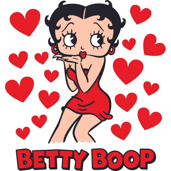 Betty Flying Kiss Flapper Girl Fan Cute Beautiful Cartoon Hearts Valentines Womens Kids Children Hoilday Decals Stickers Gift Room Walls Wall Decoration - Size: 40 In(W) x 40 In(H)
