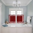thumbnail image 3 of Red Geometric Kitchen Curtains Small Short 39 Inch Length, Country Farm Traditional Chinese Tile Grommet Top Bedroom Living Room Curtains, Light Filtering Cafe Curtain Drapes 2 Panels Set 55''x39'', 3 of 9