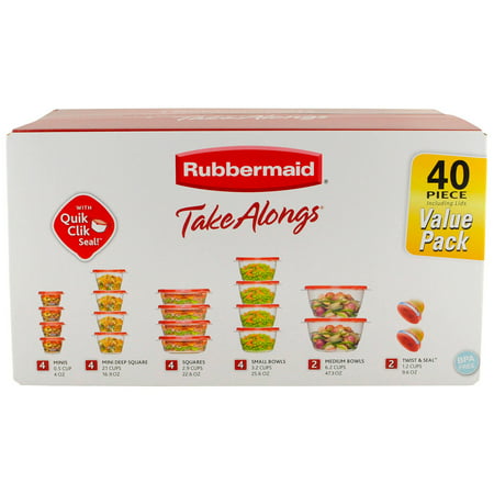 Rubbermaid TakeAlongs Food Storage Containers, 40 Piece Set, Ruby (Best Price On Rubbermaid Storage Containers)