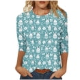thumbnail image 3 of VKOYWKM Easter Shirt for Women Easter 3/4 Sleeve Shirts Easter Eggs Bunny Print T Shirts Dressy Casual Crew Neck Pullover Tees Cute Easter Tops, 3 of 6