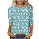 thumbnail image 1 of Mujeres 3/4 Manga Tops Y Blusas Impresas Cuello Redondo Suéter Camiseta Suave Casual, 1 of 5