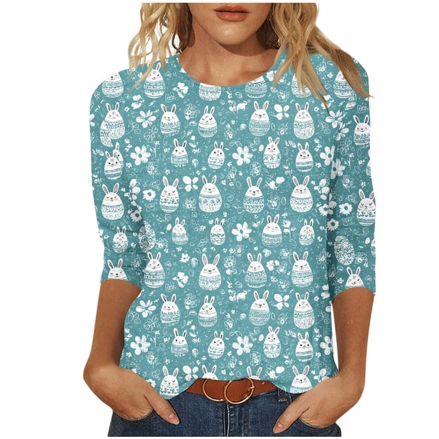 Mujeres 3/4 Manga Tops Y Blusas Impresas Cuello Redondo Suéter Camiseta Suave Casual